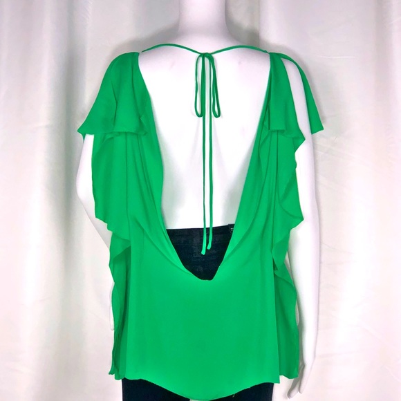 Halston Heritage Green Silk Tie & Open Back Blouse - Picture 5 of 15